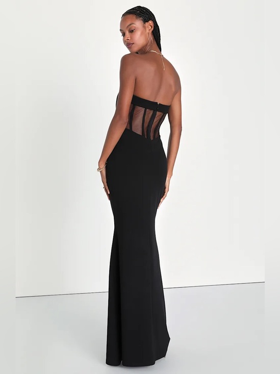 Lulus Dresses & Skirts - Lulus Iconic Arrival Black Strapless Bustier Mermaid Maxi Dress
